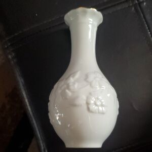 Lenox White Floral Embossed Vase